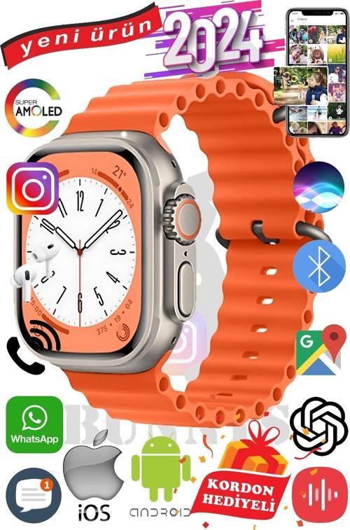 Lenovo Enjoy Uyumlu Akıllı Saat ULTRA MAX 2024 Kordon Hediyeli Amoled Ekran