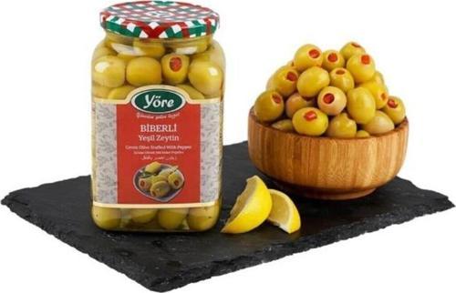 Domat Biberli Jumbo Yeşil Zeytin Cam Kavanoz 2 X 550 Gr (181-200 Kalibre)