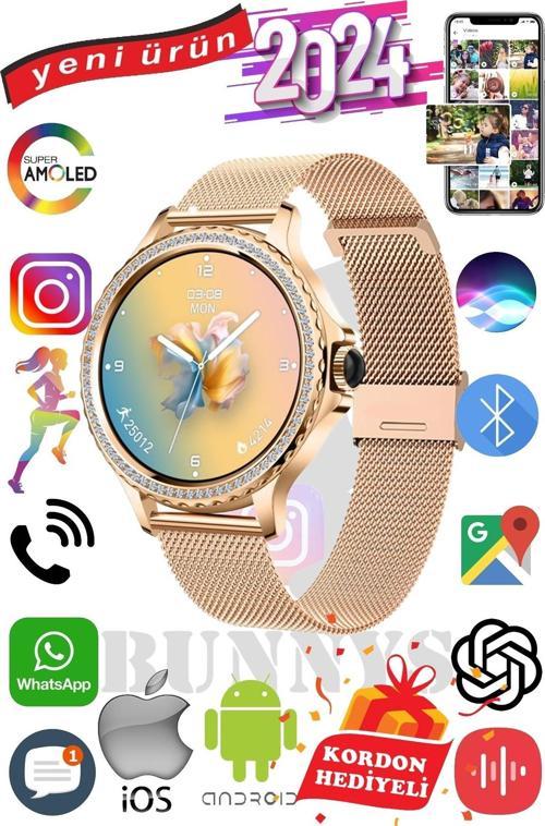 Philips Uyumlu Akıllı Saat Mini Kadınlar İçin Konuşma Özellikli Amoled