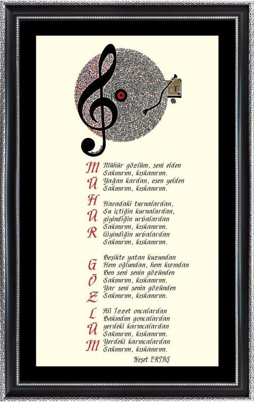 Mühür Gözlüm Neşet Ertaş 48x28 Hat Kaligrafi