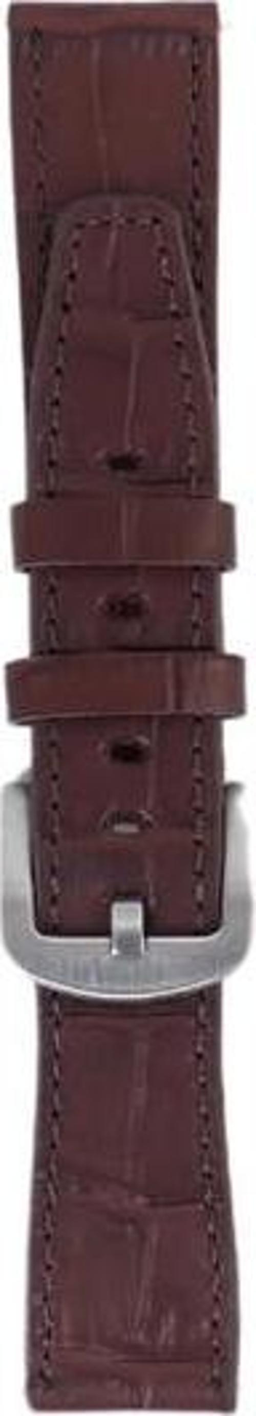 LW38-43 20 mm Hakiki Deri Kroko Kahve Kordon Silver Toka