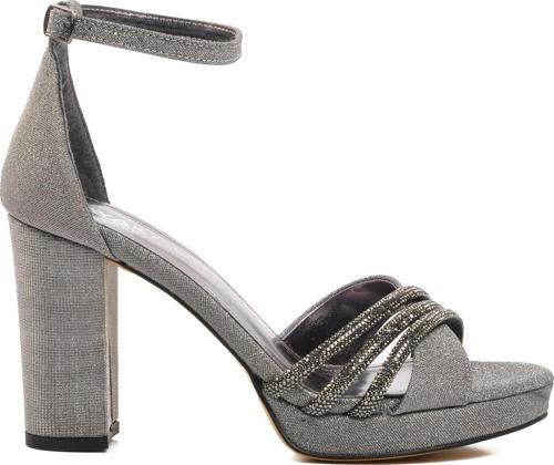 655328 Platin Kadın Topuklu Abiye Ayakkabı