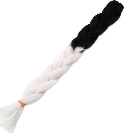  Afrika Örgülük Sentetik Ombreli Saç 100 Gr. - Siyah / Beyaz