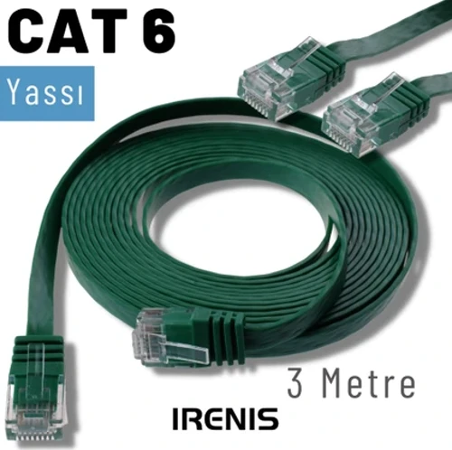 3 Metre CAT6 Kablo Yassı Ethernet Network Lan Ağ İnternet Kablosu