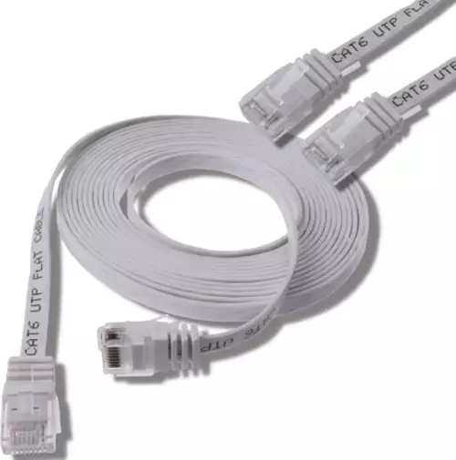 50 cm CAT6 Kablo Yassı Ethernet Network Lan Ağ İnternet Kablosu, Beyaz