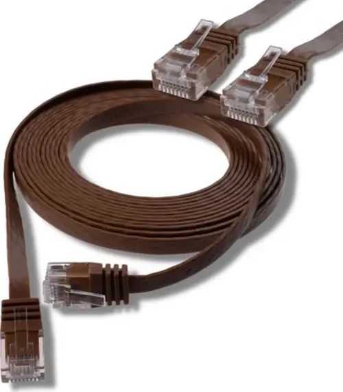 50 cm CAT6 Kablo Yassı Ethernet Network Lan Ağ İnternet Kablosu, Kahverengi