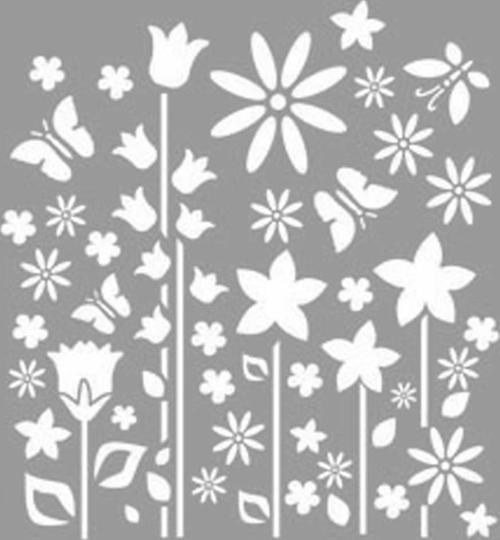 Kelebek Çiçek Stencil Boyama şablonu 30x30cm, Duvar Stencil, Fayans Stencil, Mobilya Stencil