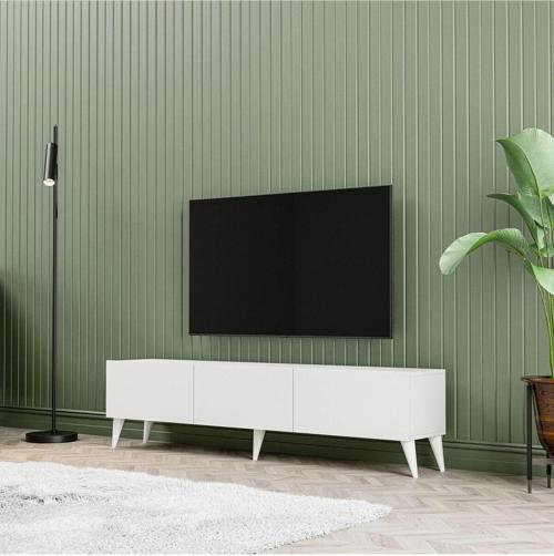 1240 EVA 3 KAPAKLI KULPSUZ 150 CM AYAKLI TV ÜNİTESİ BEYAZ