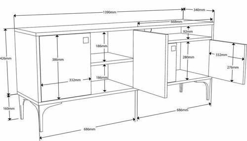 1544 Artemis 139 cm Tv Ünitesi Hat-Antrasit