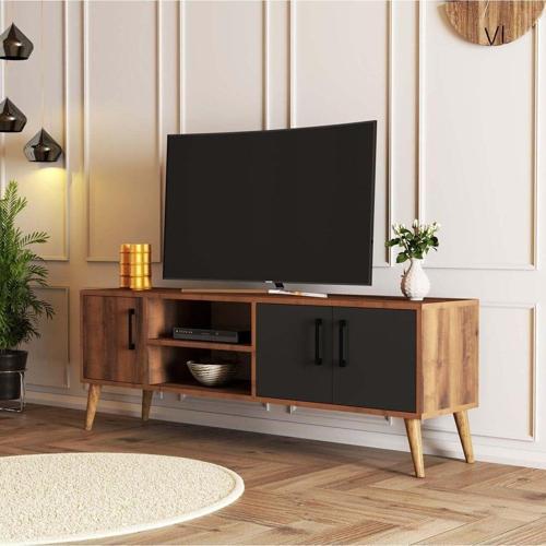 1580 EXXEN 150 CM (AHŞAP AYAKLI) TV ÜNİTESİ HAT-ANTRASİT