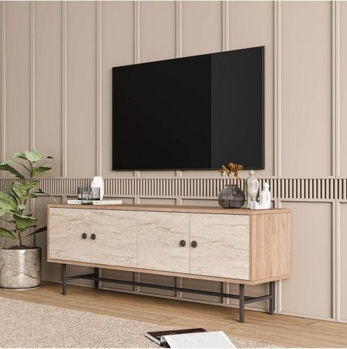 4042 DIAMOND METAL AYAKLI TV ÜNİTESİ 150 CM SEPET-TRAVERTEN