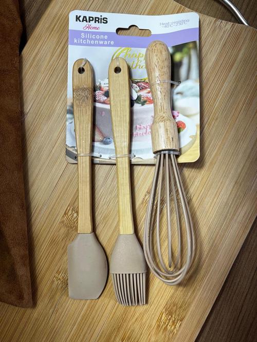 3 Lü Mini Silikon Fırça Spatula Seti Kahverengi KAP-599