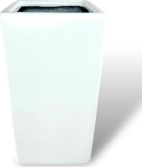 Fiber Saksı Beyaz Dik Dörtgen Vazo Dekoratif Saksı Fiberglas 25*25*50 cm
