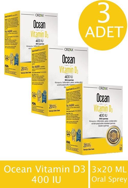 Vitamin D3 400 IU Oral Sprey 20 ml 3 ADET