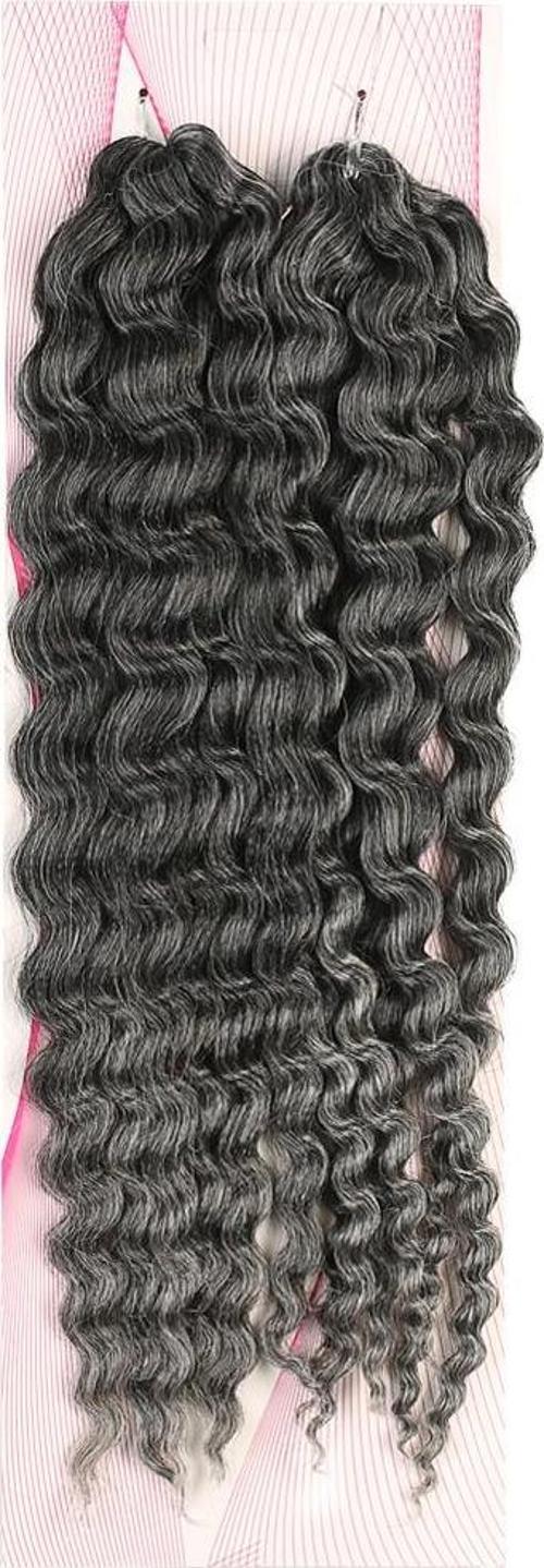  Nice Bulk Afro Su Dalgası Saç - Siyah / Gri Ombreli