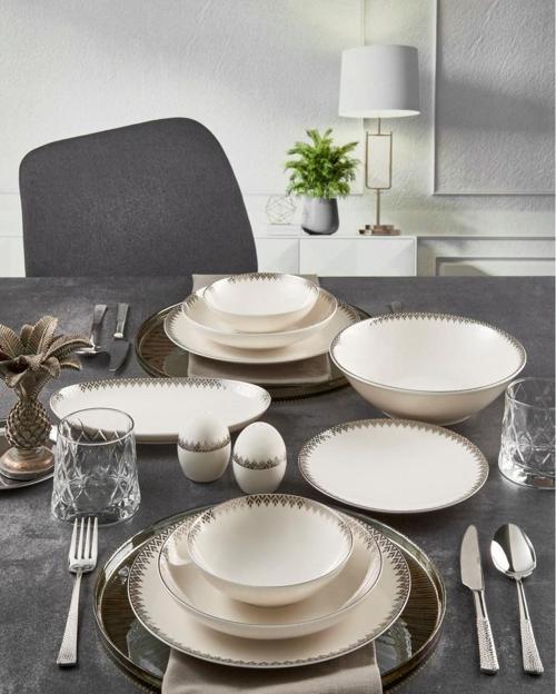 Camelia 54 Parça 12 Kişilik Yemek Takımı Gold 64191