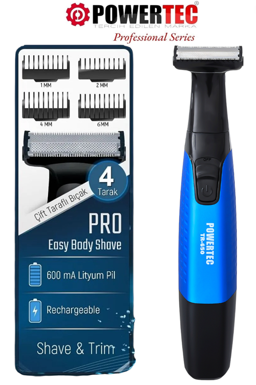 TR-650 (TAHRİŞ KARŞITI) Şarjlı Epilasyon Öncesi Hassas Vücut Tıraş Makinesi Çift Bıçak 2 Yıl Garanti