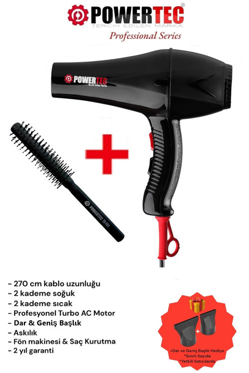 TR-901 Turbo Profesyonel Fön Makinesı + Berber Fön Fırçası
