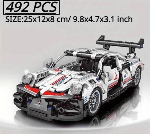 Technic Spor Araba 3D Lego BUILDING BLOCKS 492 Parça 6+ YAŞ Puzzle Çek-Bırak Araba Hediye