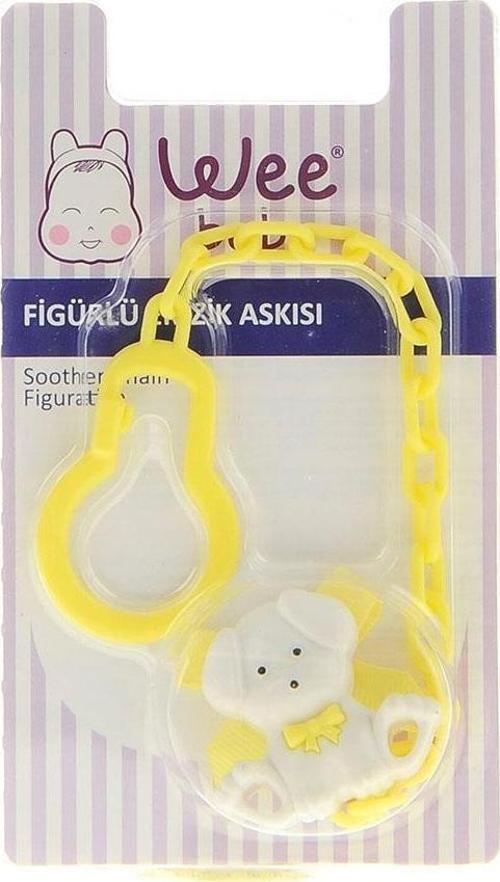 Figürlü Emzik Askısı 903 - Beyaz Köpek Sarı Sap