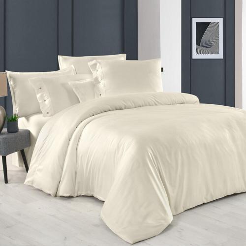 Monochrome Saten Çift Kişilik Cream Nevresim Takımı