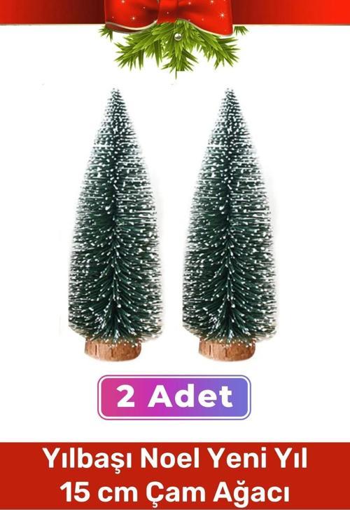 Mini Çam Masaüstü Minyatür Dekorasyon Küçük Süs Kar Yeni Yıl Noel Yapay Sedir Ağacı 15cm 2 Adet