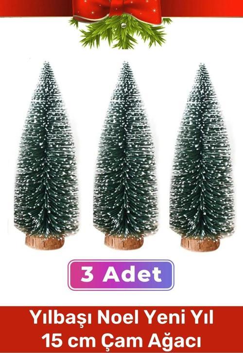 Mini Çam Masaüstü Minyatür Dekorasyon Küçük Süs Kar Yeni Yıl Noel Yapay Sedir Ağacı 15cm 3 Adet