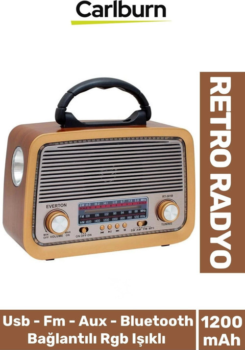 Yüksek Sesli Fiş Priz Retro Şarjlı & Pilli Fm Bluetooth Usb Mp3 Aux TF Sd Dekoratif Nostaljik Radyo