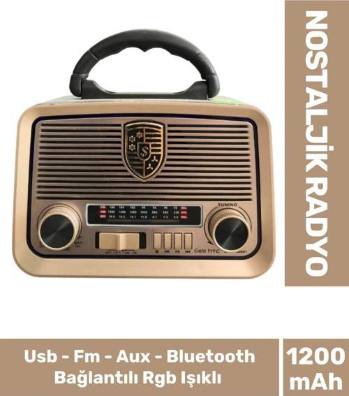 Yüksek Sesli Fiş Priz Şarjlı & Pilli Fm Bluetooth Usb Mp3 Aux TF Sd Dekoratif Nostaljik Radyo