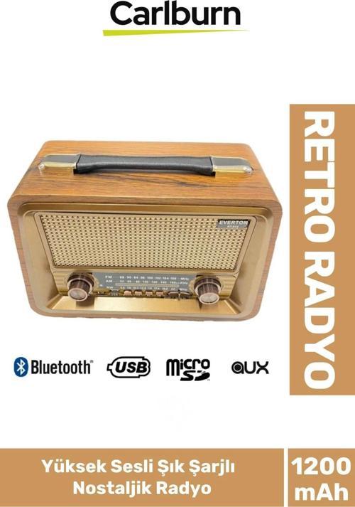 Yüksek Sesli Retro Şık Şarjlı Bluetooth Müzik Çalar Usb Sd Aux Fm Radyo Nostaljik Müzik Kutusu