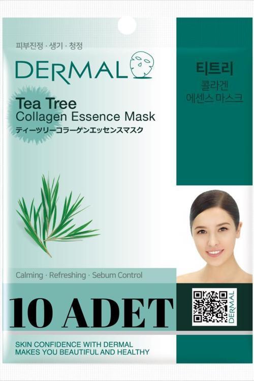 10  ADET Çay Ağacı Kolajen Yüz Maskesi I Sebum Kontrolü, Yatıştırıcı, Canlandırıcı