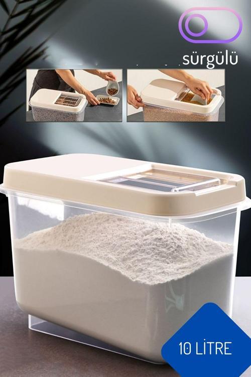 Erzak Bakliyat Saklama Kutusu 10 lt KREM 330049