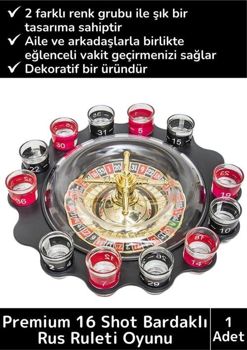 Premium Dekoratif 16 Shot Bardaklı Eğlence Parti Casino Yılbaşı Alkol Tekila İçki Rus Ruleti Oyunu