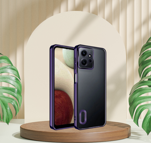 Xiaomi Redmi Note 12 4G Yanları Renkli Lens Korumalı Logo Gösteren Mega Kılıf Mor