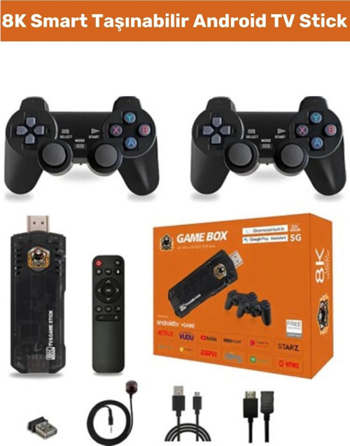 Android Tv Game Stick 8k HD 64 Gb Oyun Konsolu