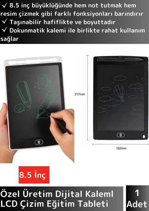 Özel Üretim 8.5 Inch LCD Dijital Kalemli Çocuk Not Resim Grafik Çizim Eğitim Tableti