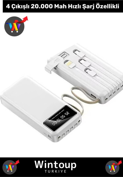 20.000 Mah Dijital Göstegeli Fenerli Powerbank Wintoup