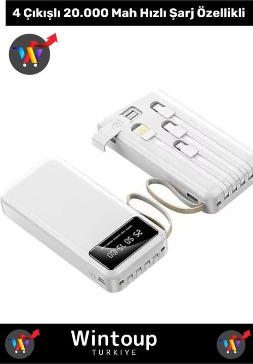 20.000 Mah Prime Dijital Göstergeli 4 Çıkışlı Powerbank Taşınabilir Şarj Cihazı