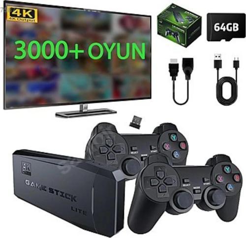 Premium Oyun Konsolu 2.4g Kablosuz Çift Kol Nostaljik Oyunlar 4k Game Stick HD