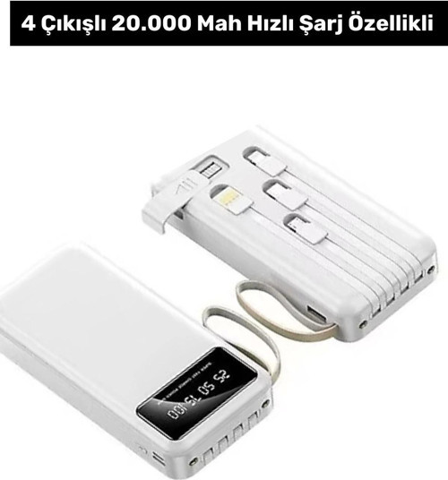 Premium 20.000 mAh Power Bank Siyah&Beyaz (4 Çıkış)