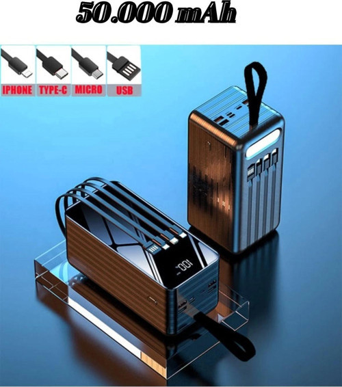 Taşınabilir Powerbank 50Bin mAh Led Göstegeli Işıklı Güç Bankası Şarj Cihazı