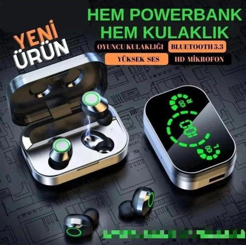 IPhone14 PRO Uyumlu Powerbank özellikli bluetoothlu kulaklık YD3