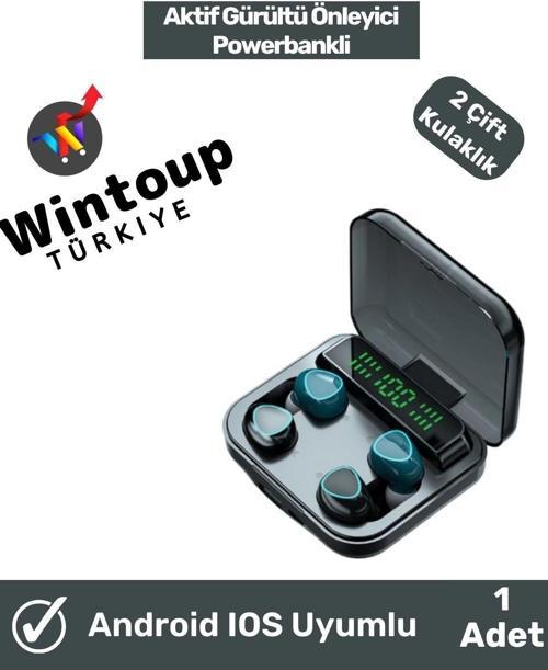 M22 Tws 4'lü Bluetooth Kulaklık 2000 Mah Powerbankli Su Geçirmez Kulaklık Tws yüksek bass