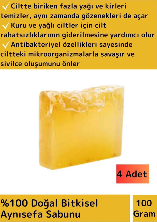 Doğal Aynı Sefa Sabunu Özel Üretim Tüm Cilt Tipleri İçin Uygun 4 Adet 100gr