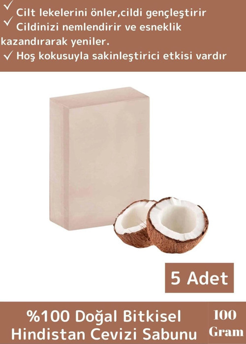 Özel Üretim %100 Doğal Bitkisel Güzel Kokulu El Yüz Cilt Vücut Hindistan Cevizi Sabunu 2 Adet