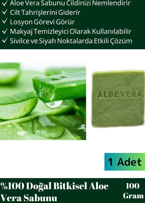 Özel Üretim %100 Doğal Tüm Vücut Kullanım Bitkisel Aloe Vera Sabunu 1 Adet
