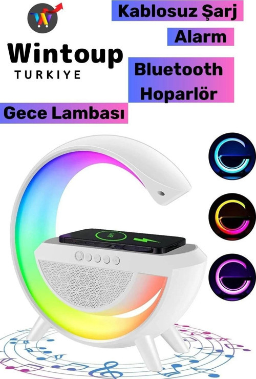 G Bluetooth Hoparlör 15w Kablosuz Hızlı Şarj / Alarm / Çalar Saat / Gece Lambası / Ambiyans Led Işık