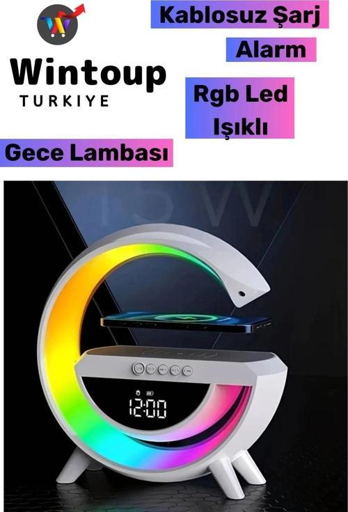 G Hoparlör Led Işıklı Rgb Aydınlatma Kablosuz Şarj Bluetooth Hoparlör Speaker 15 Watt Beyaz