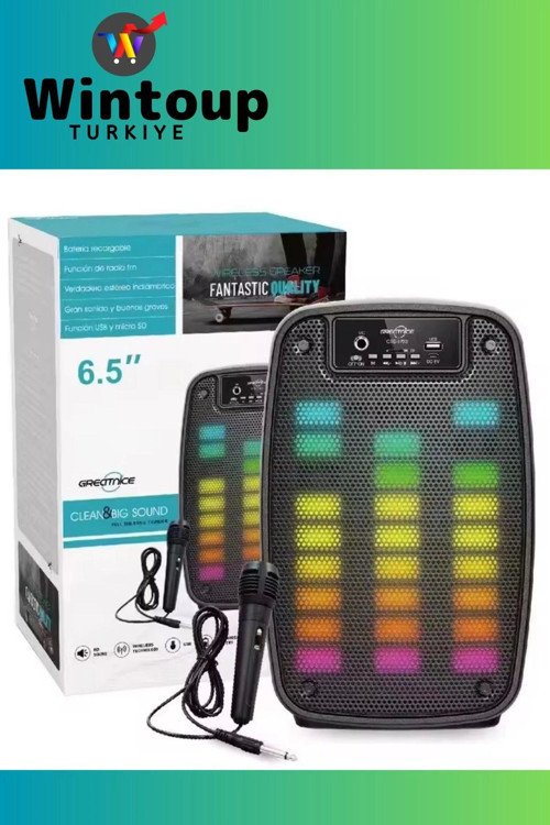 Mikrofonlu Rgb Ledli Bluetooth Hoparlör Usb-Tf-Fm