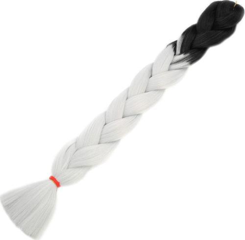  Afrika Örgülük Sentetik Ombreli Saç 100 Gr. - Siyah / Açık Gri